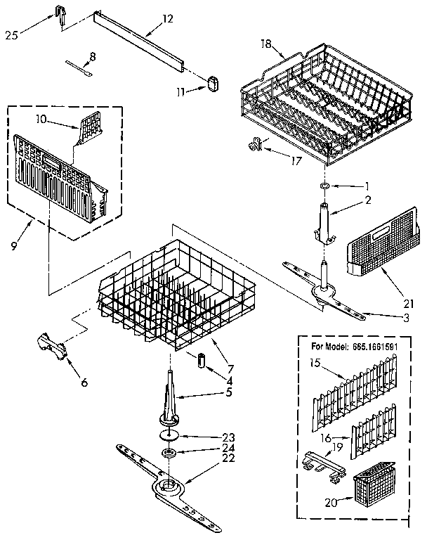 Kenmore 6651661591 dishrack diagram