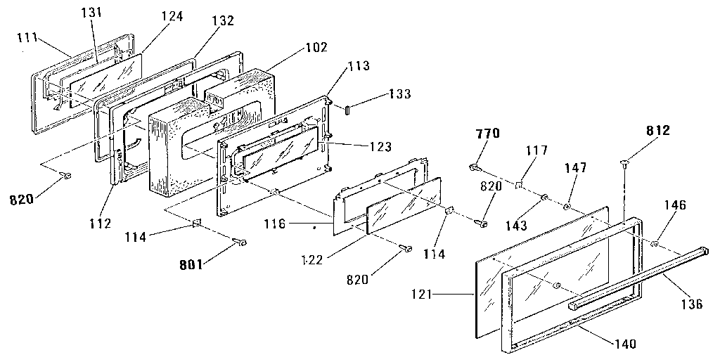 Kenmore 9119592590 oven door section diagram