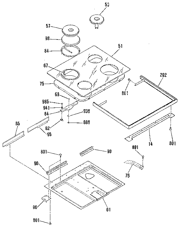 Kenmore 9119372990 main top section diagram