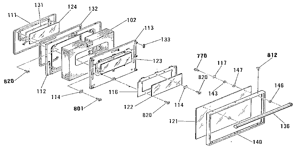 Kenmore 9119372990 oven door section diagram
