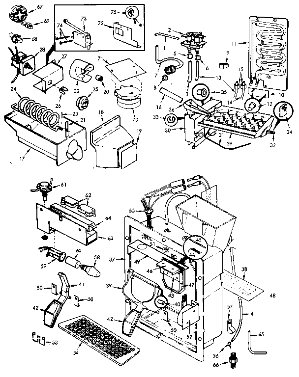 Jenn-Air JRTD225LB/M9C76B ice maker section diagram