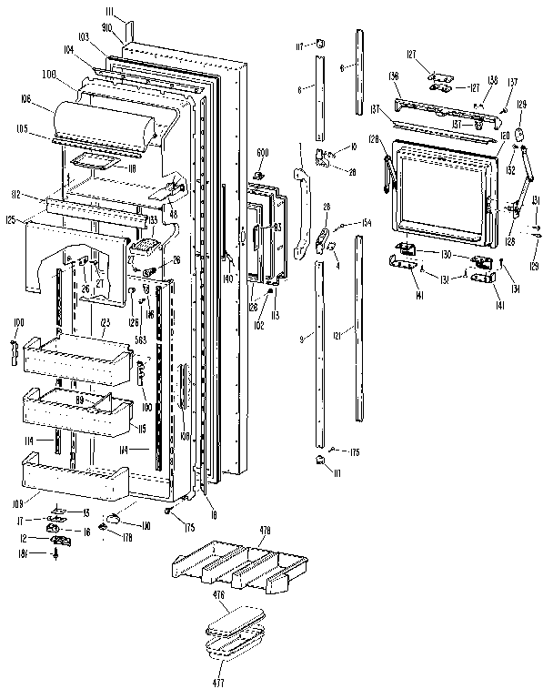 Kenmore 3639527820 fresh food door diagram