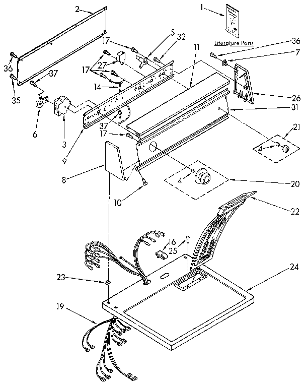 Kenmore 11096273600 top and console diagram