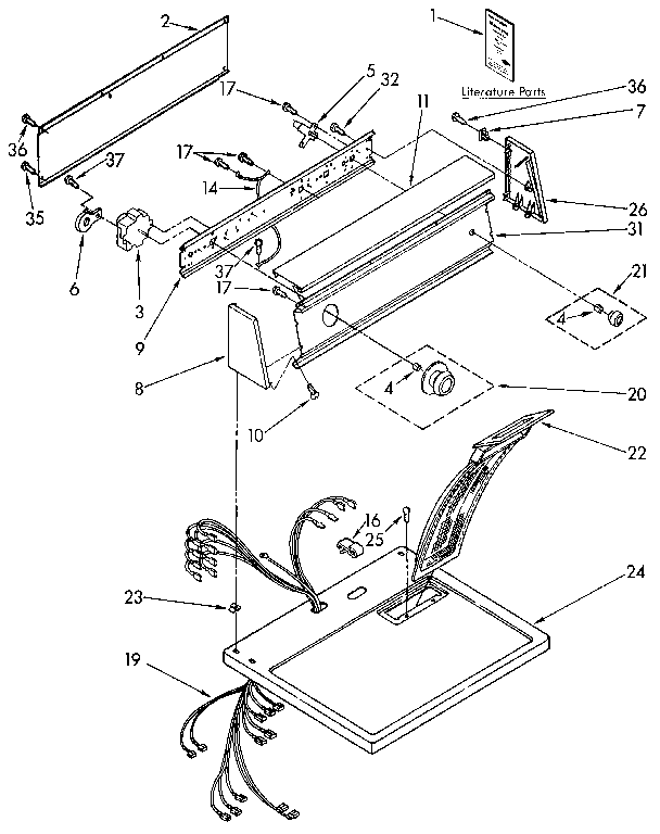 Kenmore 11096272100 top and console diagram