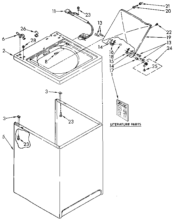 Kenmore 11092260100 top and cabinet diagram