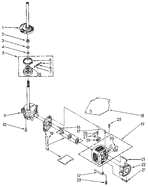Kenmore 11092260100 brake, clutch, gearcase, motor and pump diagram