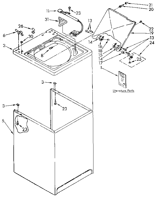 Kenmore 11091278800 top and cabinet diagram