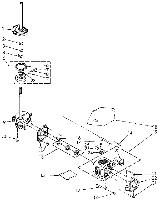 Kenmore 11091278800 brake, clutch, gearcase, motor and pump diagram
