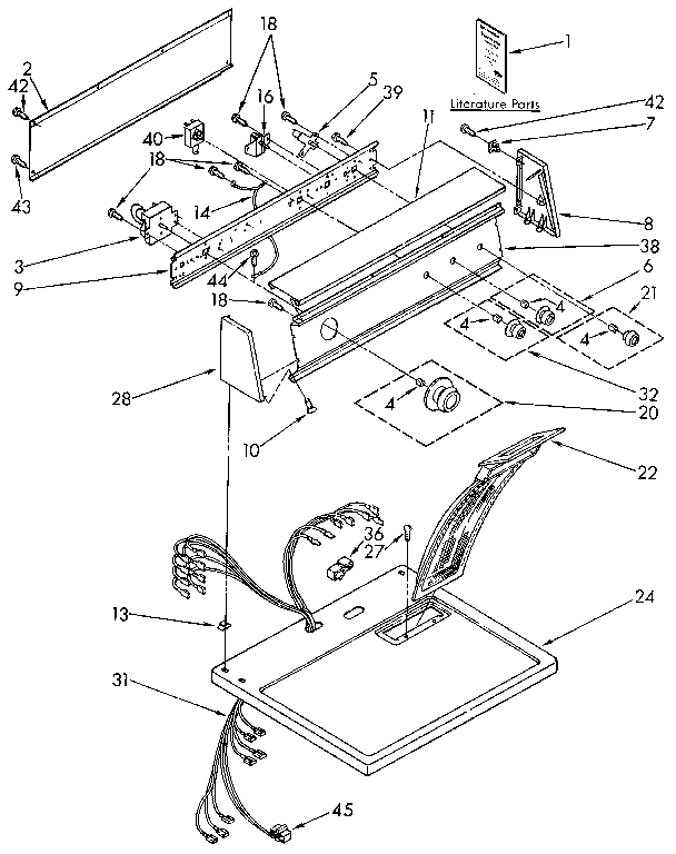 Kenmore 11097282800 top and console diagram