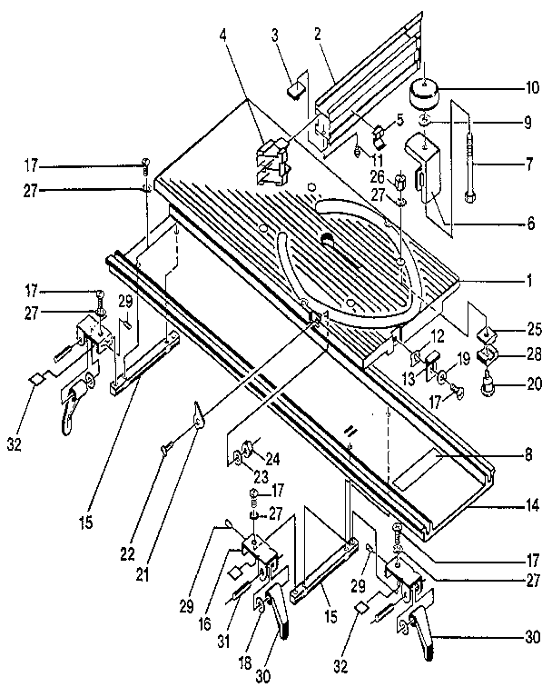 Ryobi BT3000-1987 sliding miter table assembly diagram