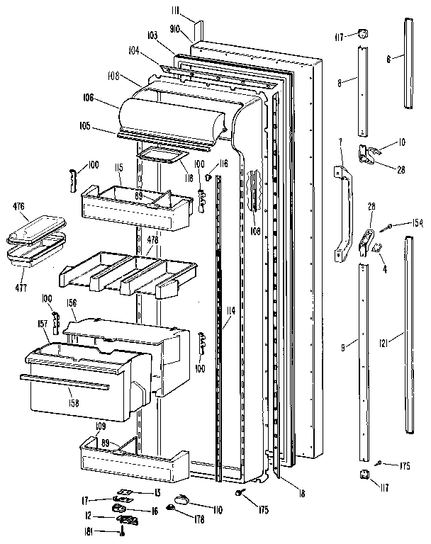 Kenmore 3639527720 fresh food door diagram