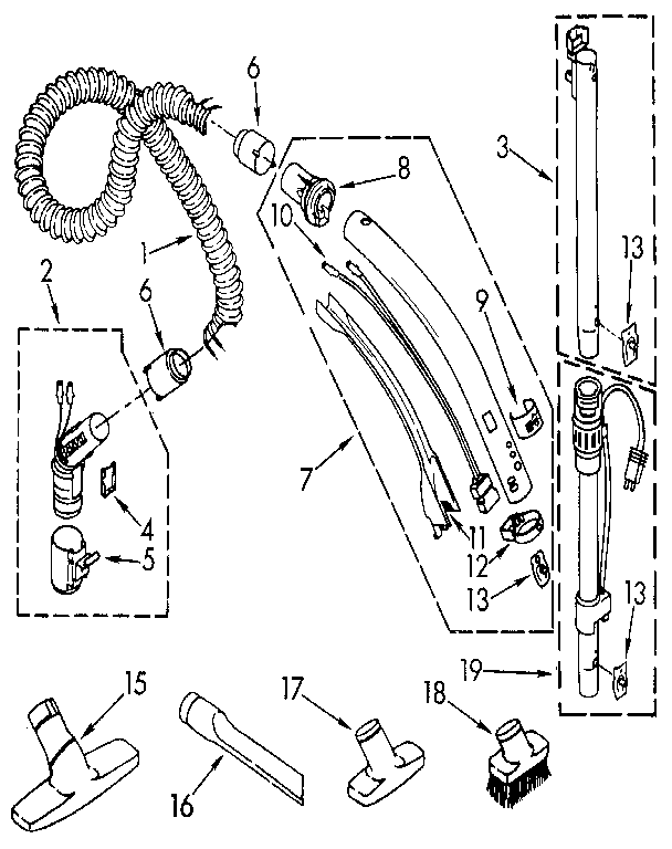 Kenmore 1162235090 hose and attachment diagram