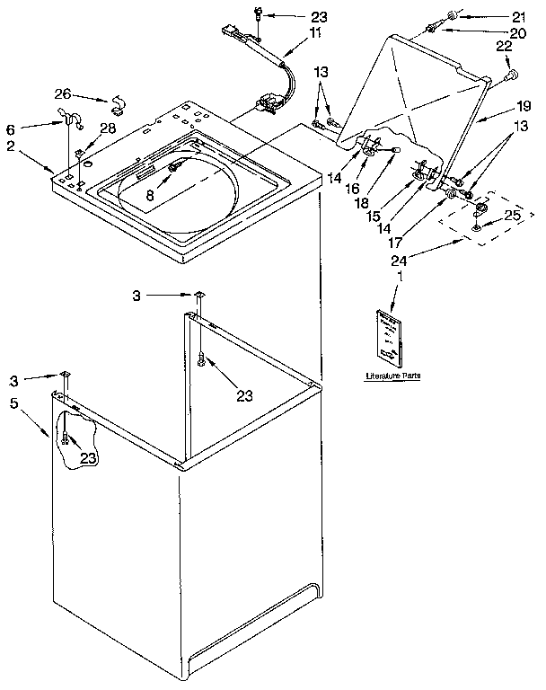 Kenmore 11092418600 top and cabinet diagram