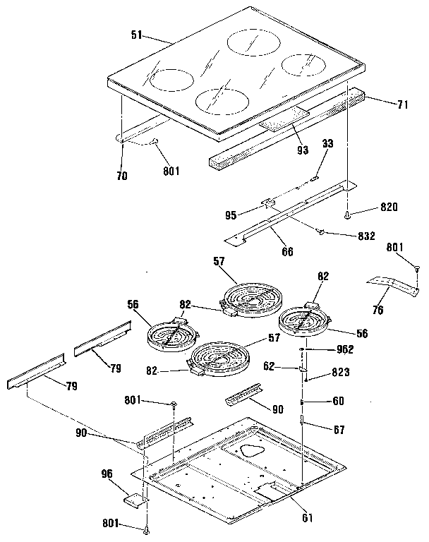 Kenmore 9119562991 main top section diagram
