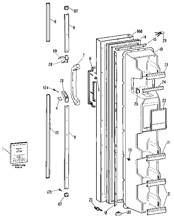 Kenmore 3639512413 freezer door diagram