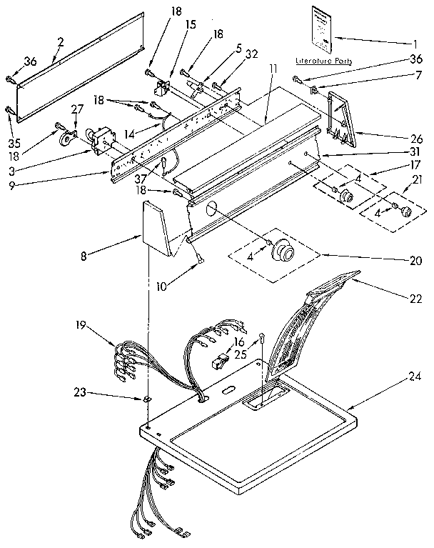 Kenmore 11096280600 top and console diagram