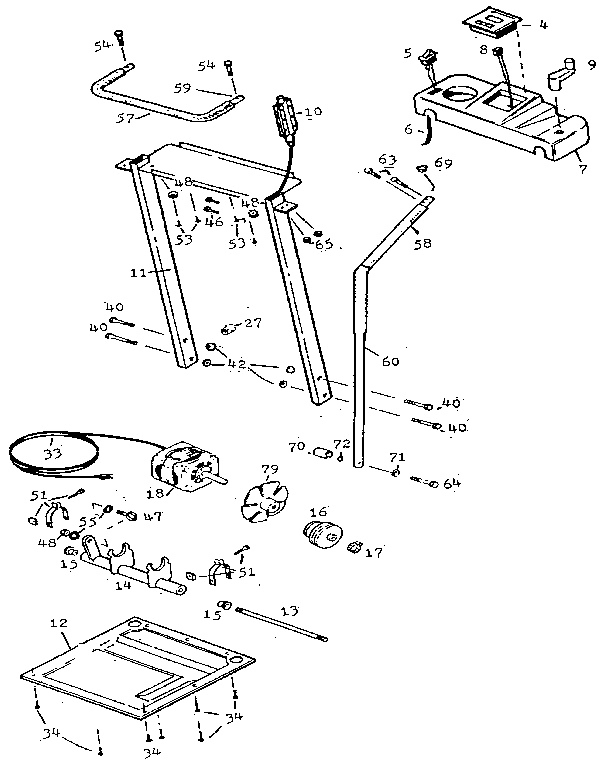 Roadmaster 9561SR console and motor assembly diagram