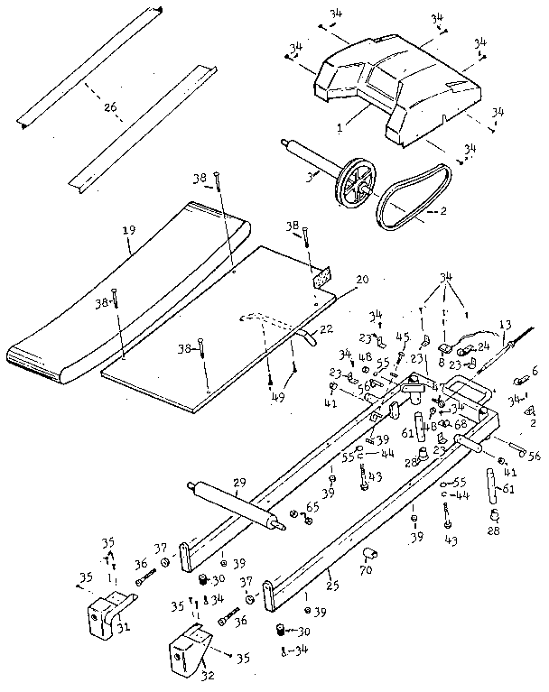 Roadmaster 9561SR walking belt assembly diagram