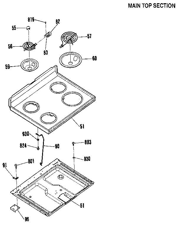 Kenmore 9119312190 main top section diagram