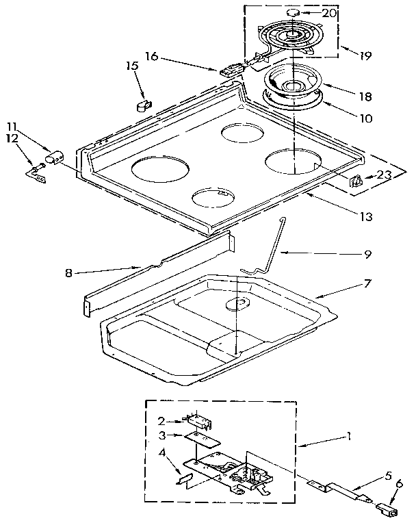Whirlpool RF365PXXN1 cooktop diagram