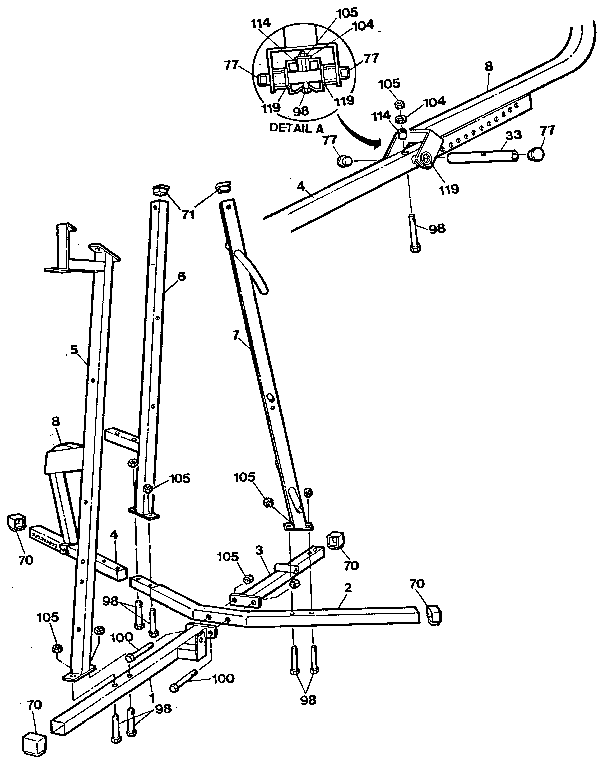 Weider E8800 base & upright assembly diagram