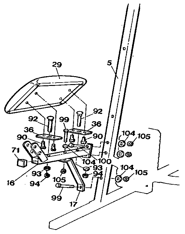 Weider E8800 leg extension seat assembly diagram