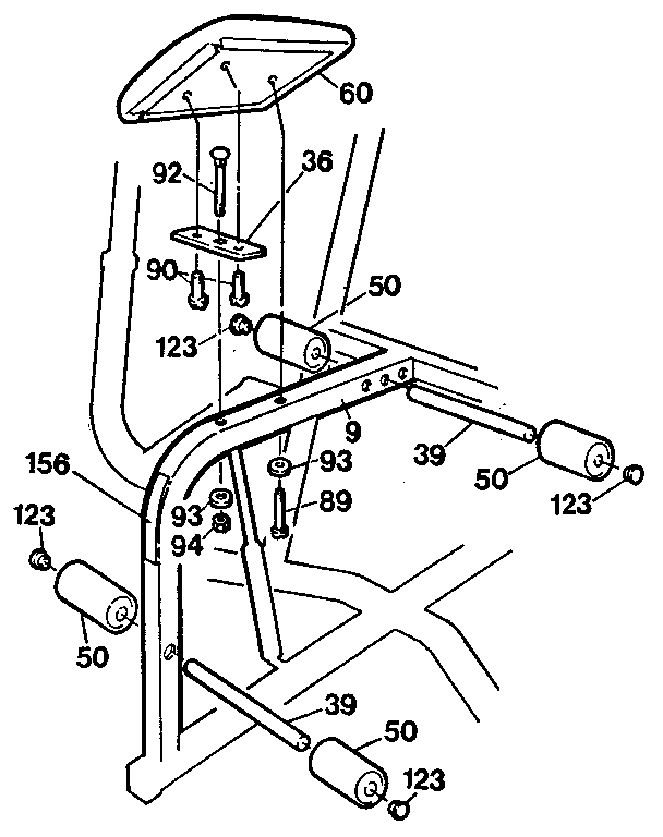 Weider E8800 ab station seat assembly diagram