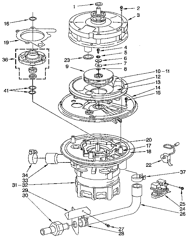 KitchenAid KUDM22HT0 pump and motor diagram