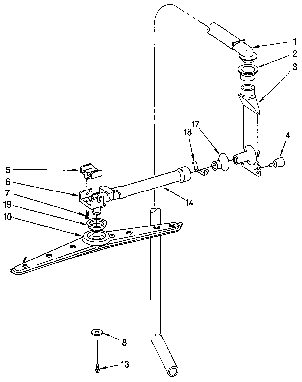 KitchenAid KUDM22HT0 upper wash and rinse diagram