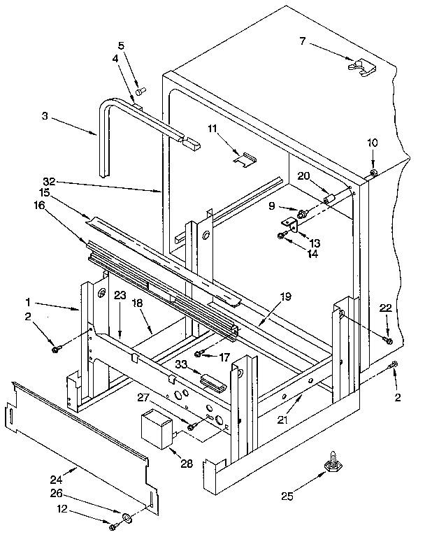 KitchenAid KUDM22HT0 frame and tank diagram