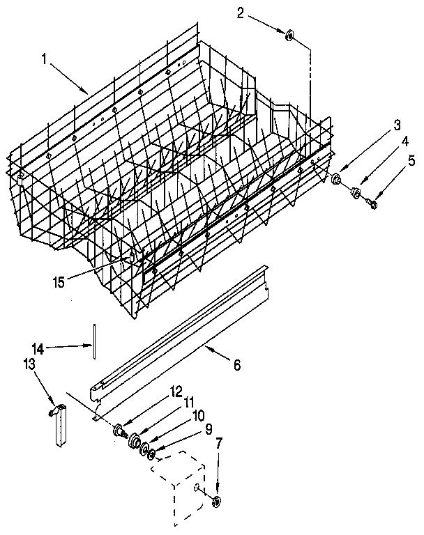 KitchenAid KUDM22HT0 upper rack and track diagram