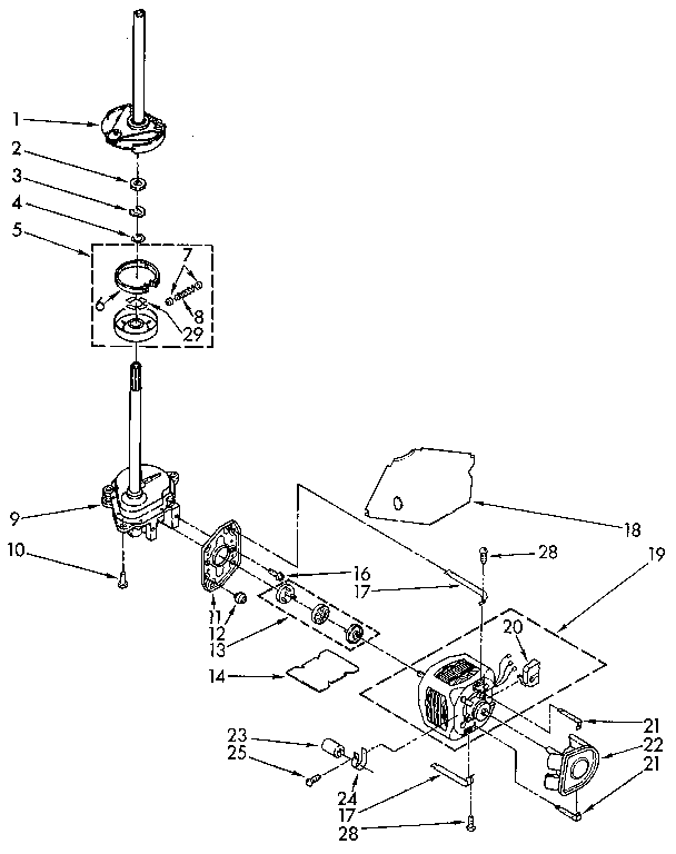 KitchenAid KAWE760WAL3 brake, clutch, gearcase, motor and pump diagram