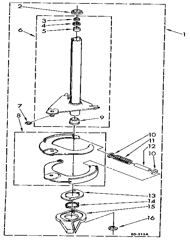 KitchenAid KAWE760WAL3 brake and drive tube diagram