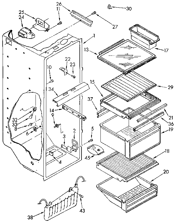 Kenmore 1069515782 refrigerator liner diagram