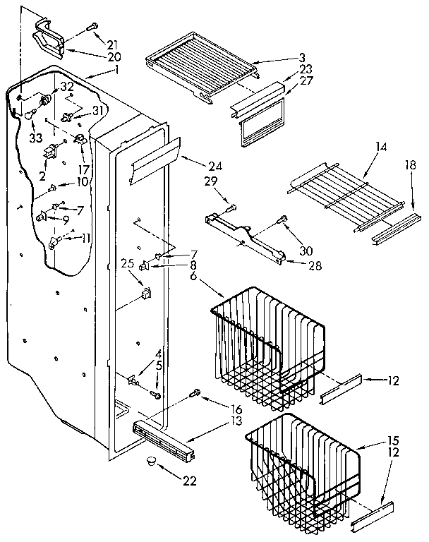 Kenmore 1069515782 freezer liner diagram