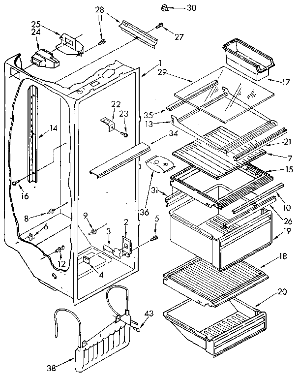 Kenmore 1069515511 refrigerator liner diagram