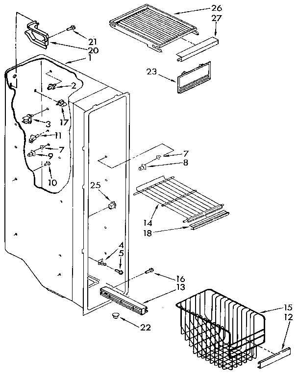 Kenmore 1069515511 freezer liner diagram