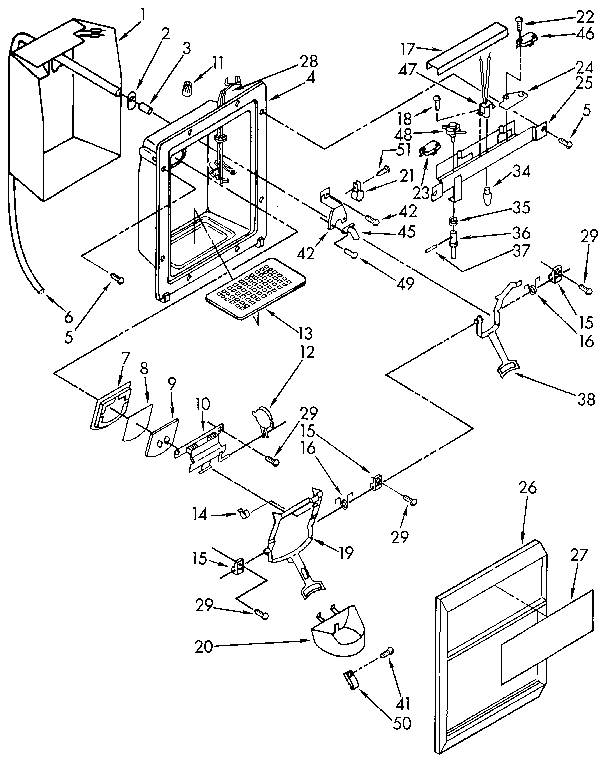 Kenmore 1069515511 dispenser front diagram