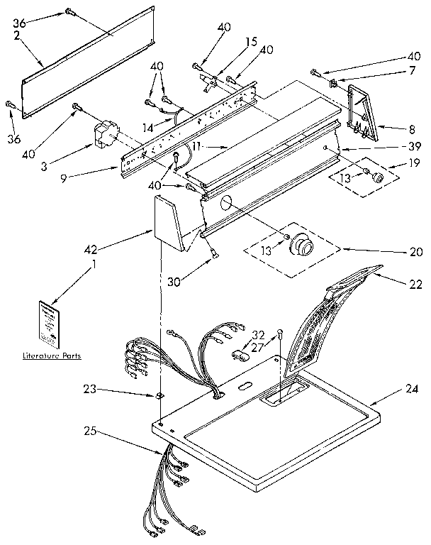 Kenmore 11096428800 top and console diagram
