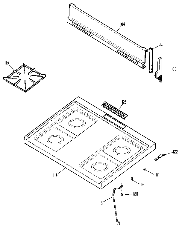 Kenmore 3626101192 main top section diagram