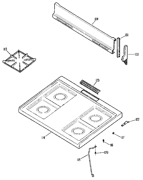 Kenmore 3626111192 main top section diagram