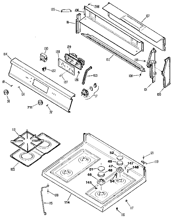 Kenmore 3627352890 main top section diagram