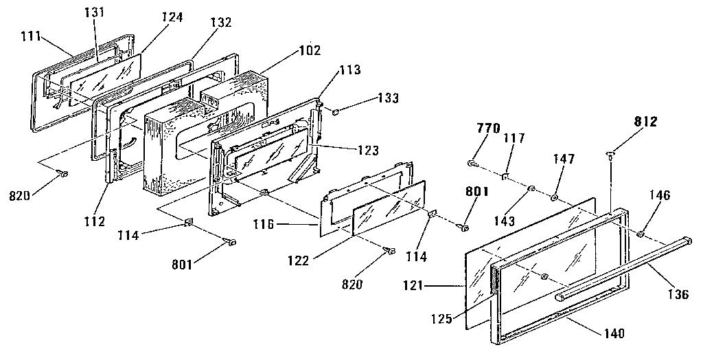 Kenmore 9113678896 oven door section diagram