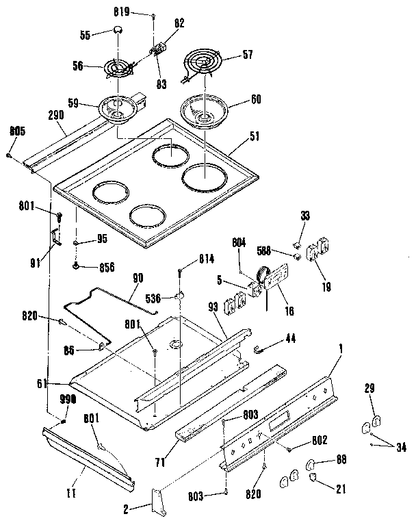 Kenmore 9114612190 main top section diagram