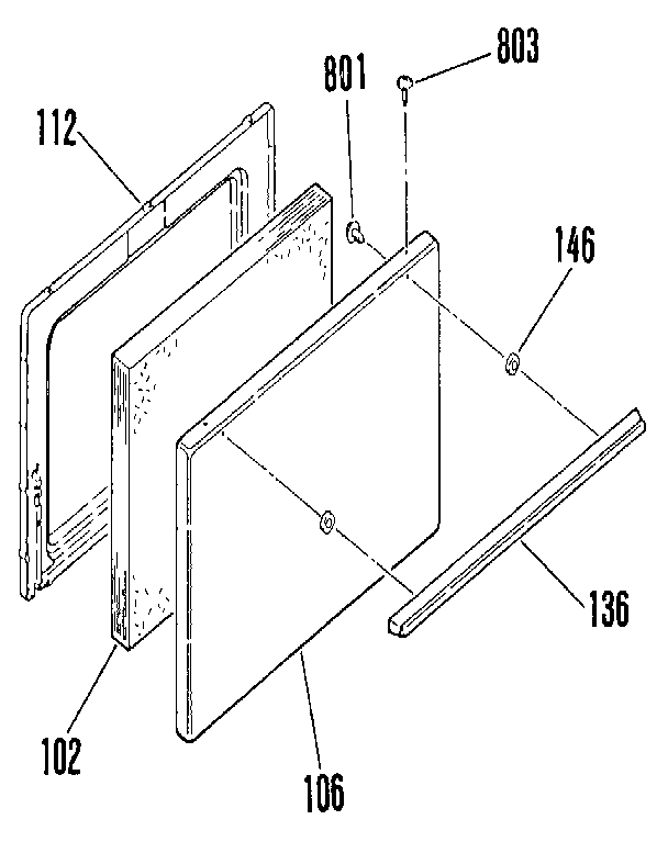 Kenmore 9114612190 oven door sections diagram