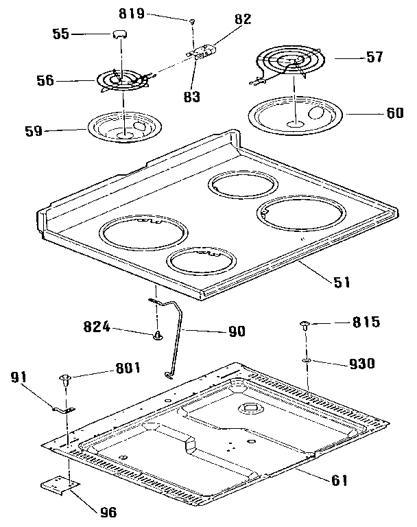 Kenmore 9119172190 main top section diagram