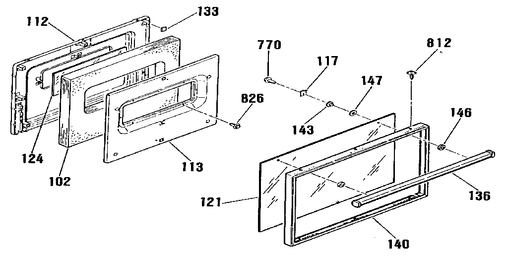 Kenmore 9119172190 oven door section diagram