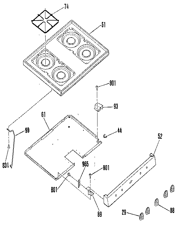 Kenmore 9117312190 main top section diagram
