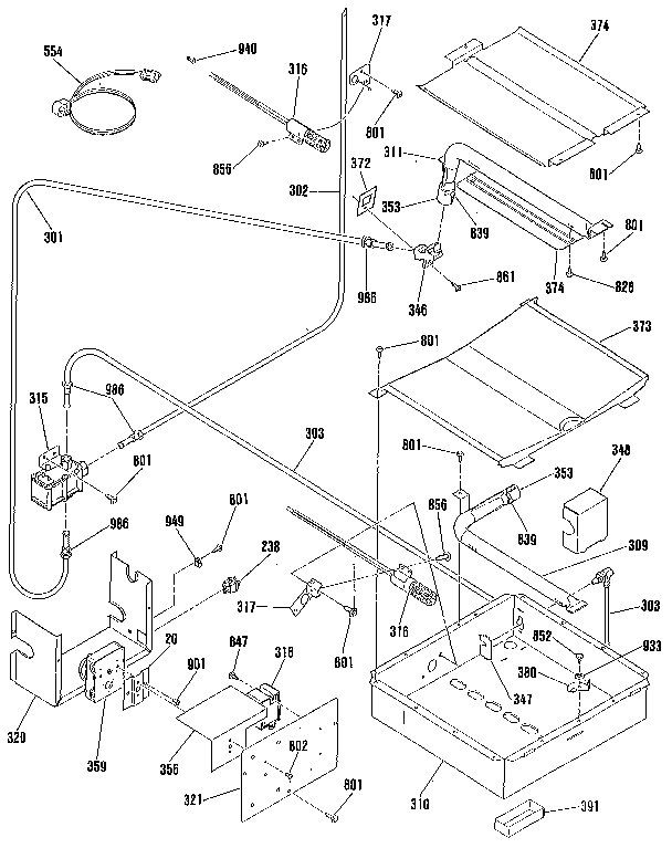 Kenmore 9117312190 broiler and oven burner section diagram