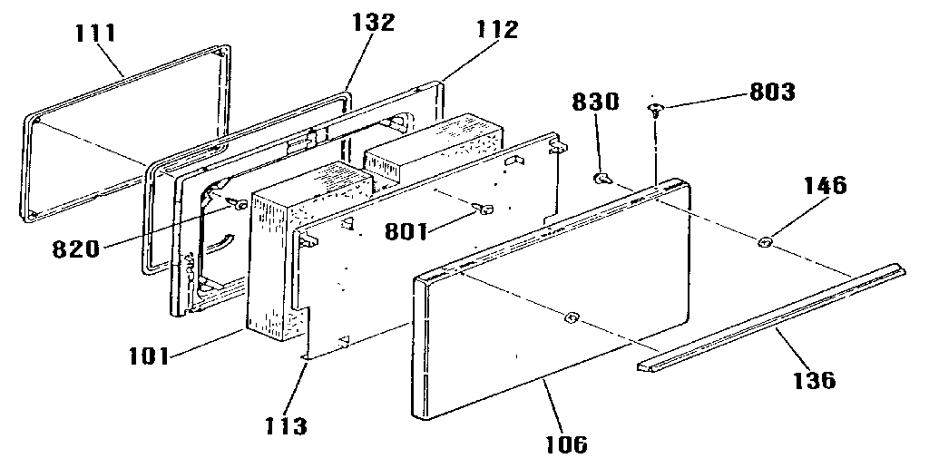 Kenmore 9117312190 oven door section diagram